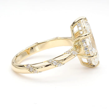 Bague de fiançailles en diamant de laboratoire marquise 3 carats cert. IGI avec pavage et anneau torsadé – Assay Jewelers