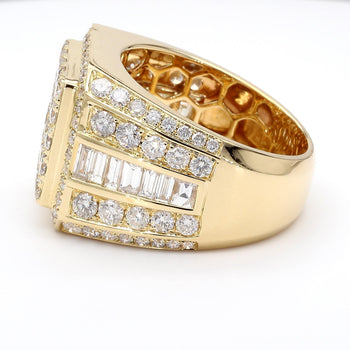 3 Carat Round & Baguette Diamond 14K Gold Mens Cluster Ring – Assay Jewelers