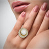 3 Carat South Sea Freshwater Pearl and Diamond 18K Yellow Gold Cocktail Ring