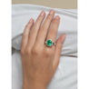 3 Carat Vivid Green Colombian Emerald and Diamond Halo Ring 18K White Gold