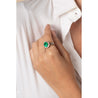 3 Carat Vivid Green Colombian Emerald and Diamond Halo Ring 18K White Gold