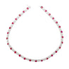 30 Carat TW Oval Cut Ruby and Diamond Tennis Necklace in Platinum