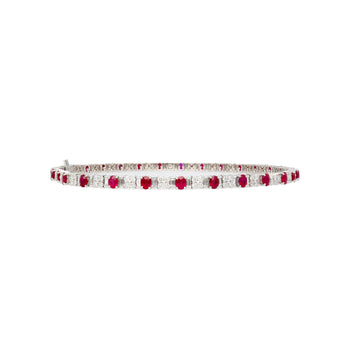 30 Carat TW Oval Cut Ruby and Diamond Tennis Necklace in Platinum – Assay Jewelers