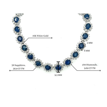 Collier ras-du-cou en or blanc 18K avec saphir bleu taille ovale de 36 carats et diamants – Assay Jewelers