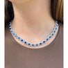 36 Carat Oval Cut Blue Sapphire & Diamond Choker Necklace in 18K White Gold