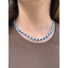 36 Carat Oval Cut Blue Sapphire & Diamond Choker Necklace in 18K White Gold