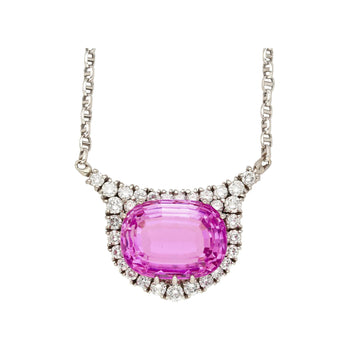36.10ct Cushion-Cut Kunzite Diamond 18K White Gold Necklace – Assay Jewelers