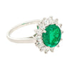 3.02 Carat Vivid Green Round Cut Colombian Emerald and Diamond Halo Platinum Ring