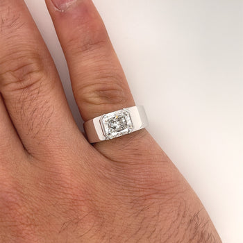 Bague diamant taille radiant 3,03 carats orientée est-ouest en or blanc 14K – Assay Jewelers
