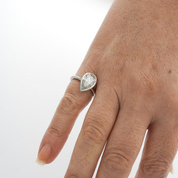 3.09 Carat Diamond Pear-Cut Bezel Set White Gold Solitaire Engagement Ring – Assay Jewelers