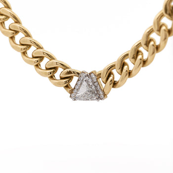 3.1 Carat Diamond Trillion In 14K Gold Cuban Chain Choker Necklace – Assay Jewelers