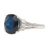 3.10 Carat Blue Sapphire and Diamond with Filigree Split Shank Band Ring