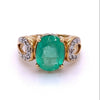 Bague Anciens en émeraude colombienne ovale de 3 carats et diamants en or 14k