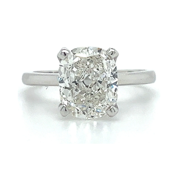 3.50 carat, G, VS2, Bague solitaire en diamant de laboratoire taille Coussin en or blanc 18k – Assay Jewelers