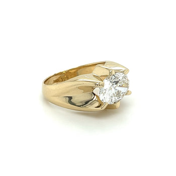 GIA Certified 3.5 Carat Lab Diamond Oval Cut Solitaire Mens Ring in 14K Yellow Gold – Assay Jewelers
