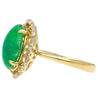 3.6 Carat Cabochon Emerald and Diamond Flower Halo 18K Gold Ring