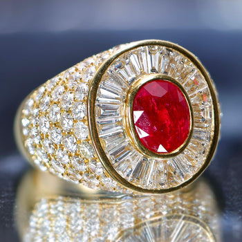 3.60 Carat Burma Ruby Oval Cut and Diamond 18K Gold Men’s Ring – Assay Jewelers