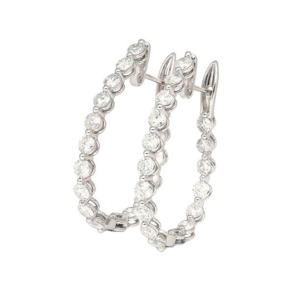 3.72 Carat Diamond Full Eternity Hoop Earrings in 18k White Gold