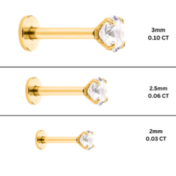 3mm Diamond 14K Gold Flat Back Single Stud Earring – Assay Jewelers