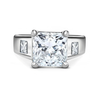 4 قيراط Radiant Cut Lab Grown Diamond Ring With Half Moon Side Stone in 14K White Gold