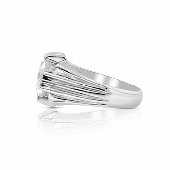 Bague solitaire pour homme en platine avec diamant blanc rond de 4 carats – Assay Jewelers
