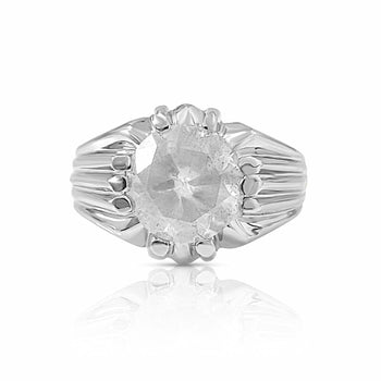 Bague solitaire pour homme en platine avec diamant blanc rond de 4 carats – Assay Jewelers