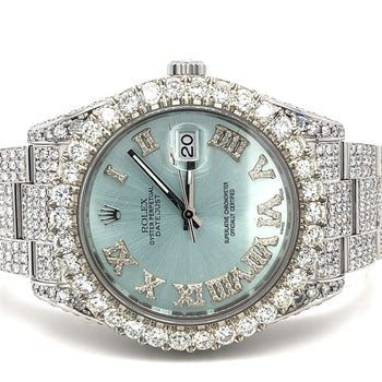41MM Rolex Datejust With Light Blue Dial Roman Numerals Year 2010 Watch – Assay Jewelers