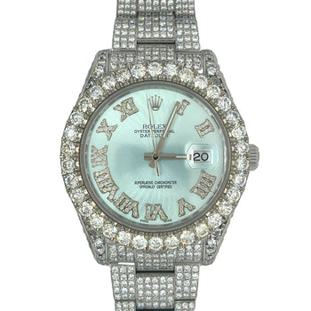 41MM Rolex Datejust With Light Blue Dial Roman Numerals Year 2010 Watch – Assay Jewelers
