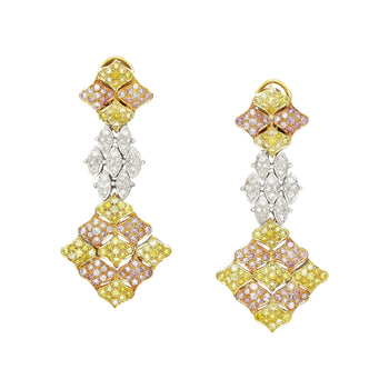 43 Carat 3 Tone Gold & Diamond Pave Necklace and Earring Set – Assay Jewelers