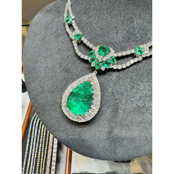 45.58 Carat TW Colombian Emerald & Diamond Chandelier Drop Necklace – Assay Jewelers