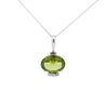 4.09 Carat Peridot Pendant Necklace in 18K White Gold Cable Chain