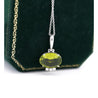 4.09 Carat Peridot Pendant Necklace in 18K White Gold Cable Chain