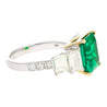 4.26 Carat Vivid Green Colombian Muzo Mine Emerald & Emerald Cut Side Diamond Ring