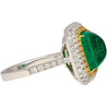 4.49 Carat Sugarloaf Cabochon Cut Colombian Emerald and Diamond Halo Ring in 18k White Gold