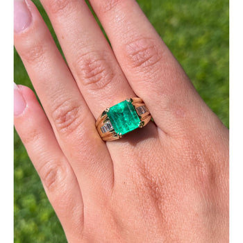4.60 Carat Natural Colombian Emerald & Diamond 14K Gold Unisex Ring – Assay Jewelers