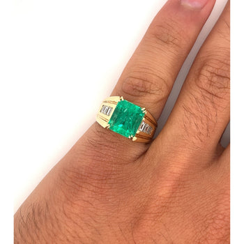 4.60 Carat Natural Colombian Emerald & Diamond 14K Gold Unisex Ring – Assay Jewelers