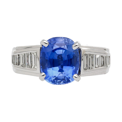 4.71ct Oval Cut No Heat Sri Lanka Blue Sapphire Ring