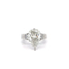 4.86 Carat Pear Cut Diamond 18K White Filigree Vintage Engagement Ring