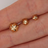 4mm 14K Gold Diamond Cut Hexagon Stud Earrings On Screw Back