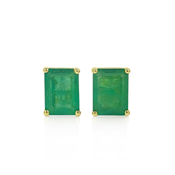 5 Carat Emerald Cut Emerald 14K Gold Stud Earrings – Assay Jewelers