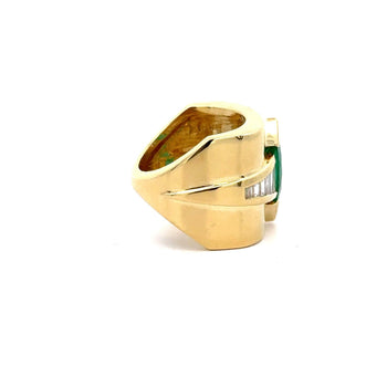 5 Carat Marquise Emerald & Baguette Diamond Channel 18K Gold Vintage Ring – Assay Jewelers