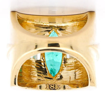 5 Carat Marquise Emerald & Baguette Diamond Channel 18K Gold Vintage Ring – Assay Jewelers