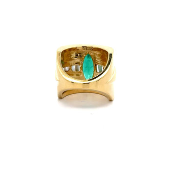 5 Carat Marquise Emerald & Baguette Diamond Channel 18K Gold Vintage Ring – Assay Jewelers
