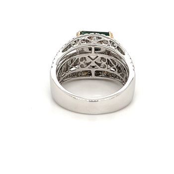 5 carats, émeraude naturelle et diamants baguette, Bague Art déco en or blanc 14k – Assay Jewelers