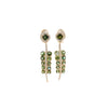 5 Carat Round Cut Green Tourmaline and Diamond Dangle Drop Earrings