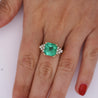 5 Ct Colombian Emerald and Diamond Cluster Side 14K Gold Ring