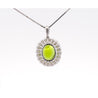 5.03 Carat Oval Cut Peridot Pendant with Round Cut Diamond Halo in 18K White Gold