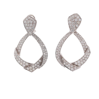 5.1 Carat Pave Diamond 14K White Gold Open Clip-On Drop Earrings – Assay Jewelers