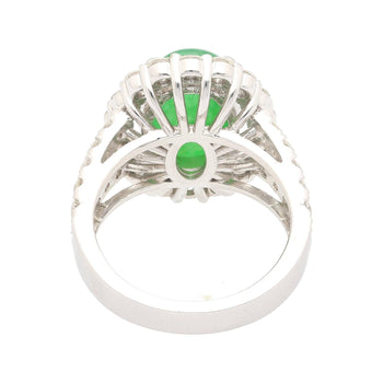 5.32 Carat Type A Jadeite Jade and Diamond Halo Ring in 18K White Gold – Assay Jewelers