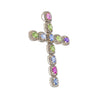 5.39 Carat Multicolored Natural Sapphire & Diamond Cross Pendant